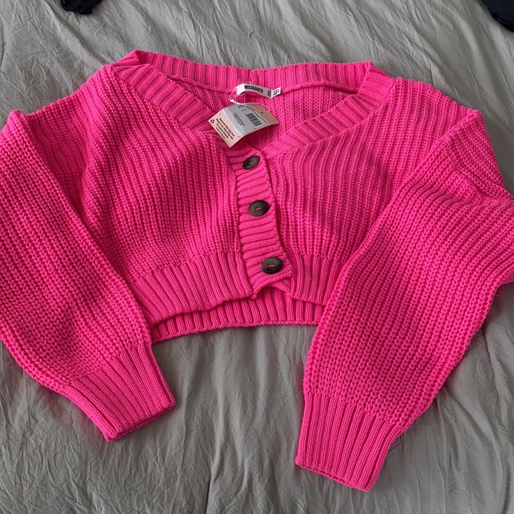 Hot pink cropped cardigan